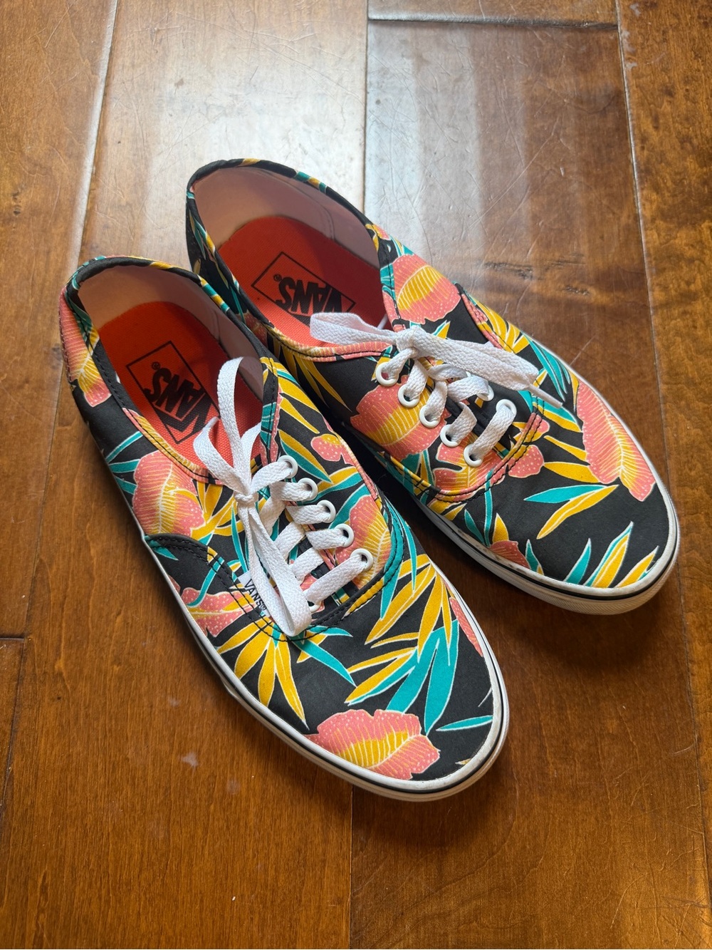 Vans Authentic Tropical Hawaiian Floral Leaf Tiki Sneakers Men 8 Women 9.5